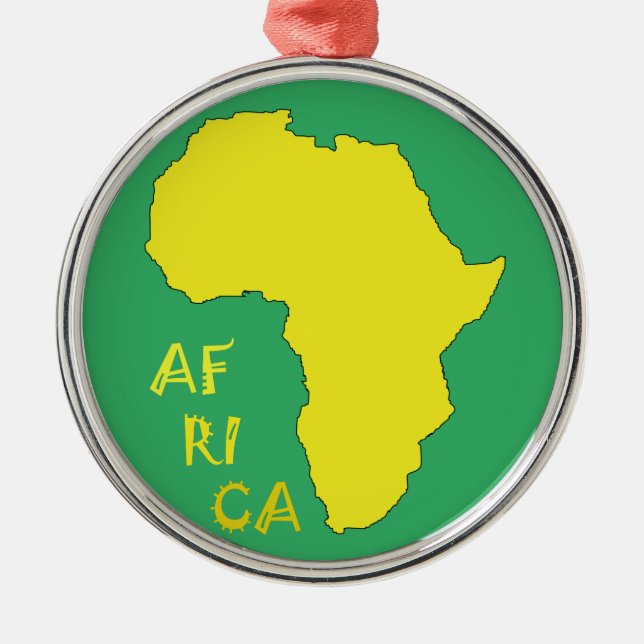 Funky gul Afrika-karta Julgransprydnad Metall (Framsidan)