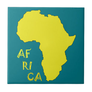 Funky gul Afrika-karta Kakelplatta