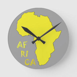 Funky gul Afrika-karta Rund Klocka
