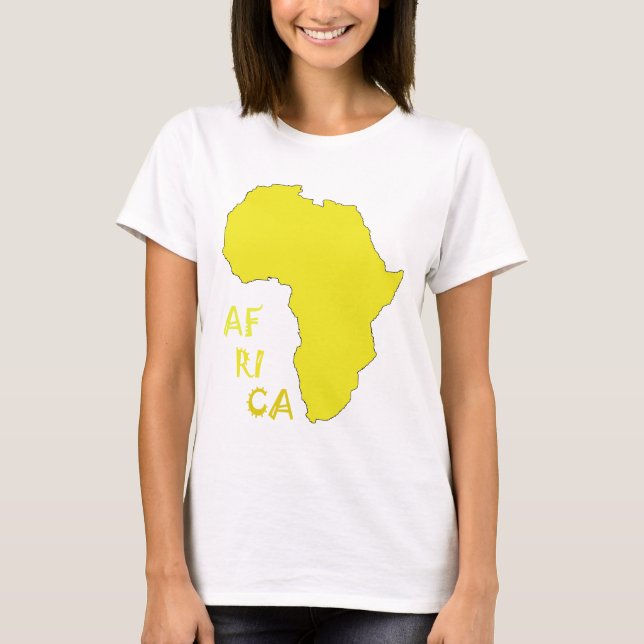 Funky gul Afrika-karta Tee Shirt (Framsida)