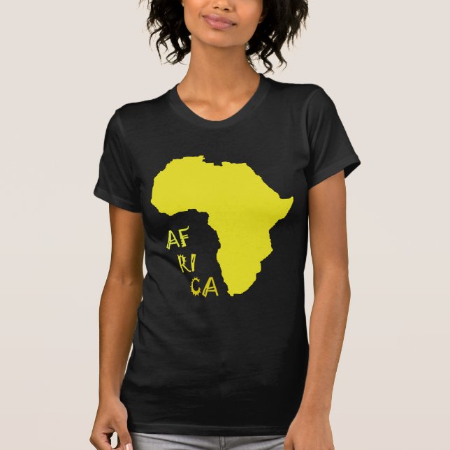 Funky gul Afrika-karta Tee Shirt (Framsida)