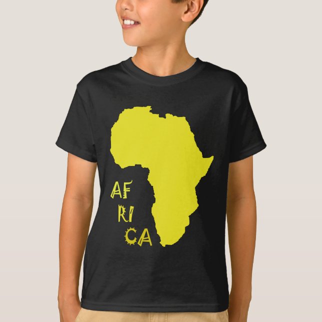 Funky gul Afrika-karta Tee Shirt (Framsida)