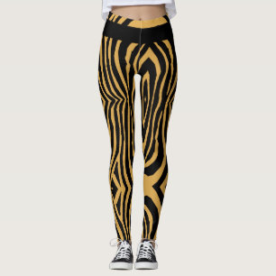 FUNKY GULD & BLACK ANIMAL PRINT RAND MÖNSTER LEGGINGS