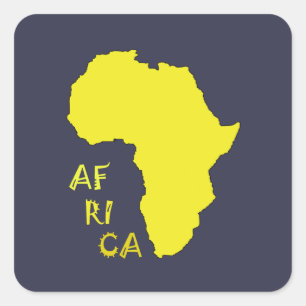 Funky Gult Afrika Karta Fyrkantigt Klistermärke