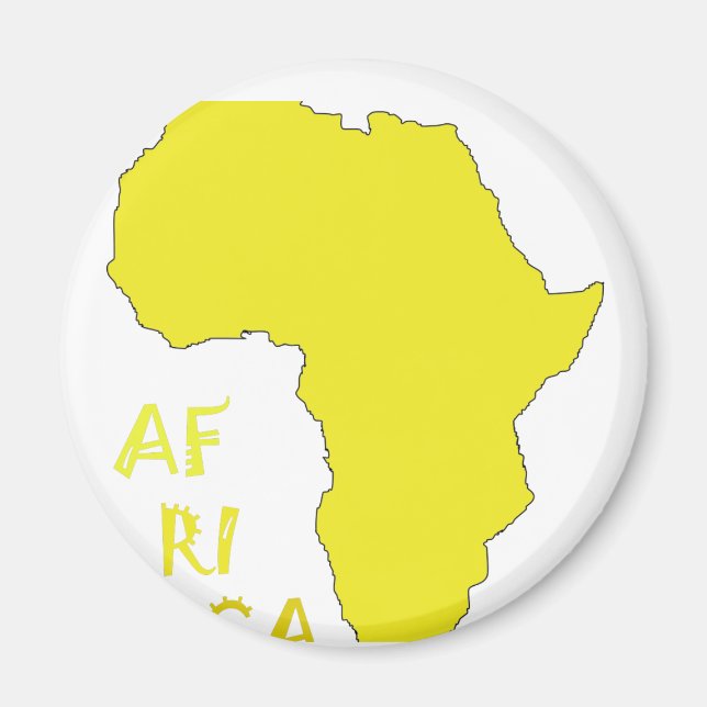 Funky Gult Afrika Karta Magnet (Framsidan)