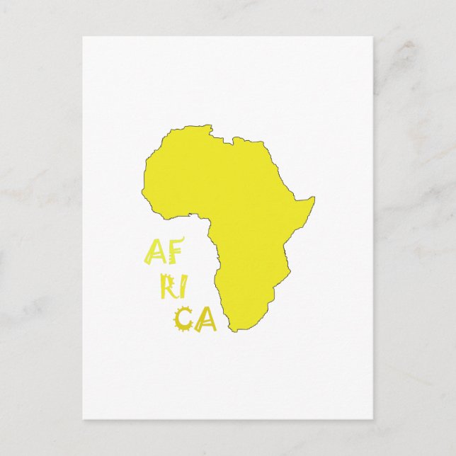 Funky Gult Afrika Karta Vykort (Framsida)
