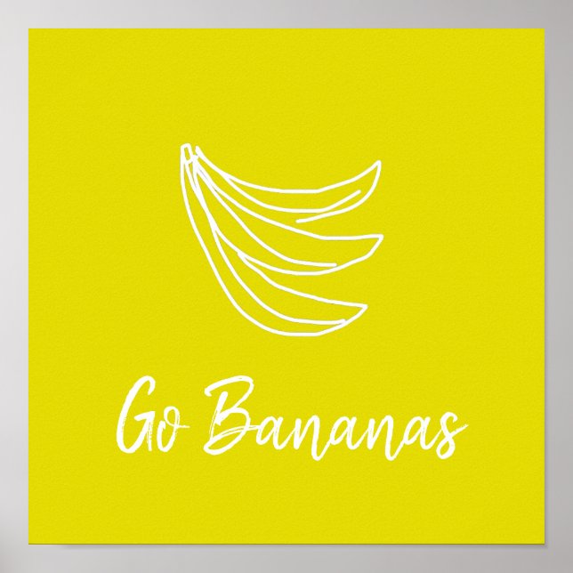 Funky gult lycklig banan poster (Framsidan)