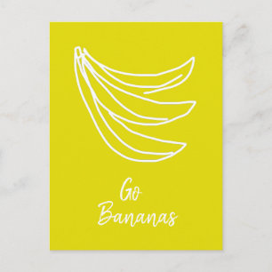 Funky gult lycklig banan vykort