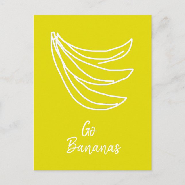 Funky gult lycklig banan vykort (Framsida)