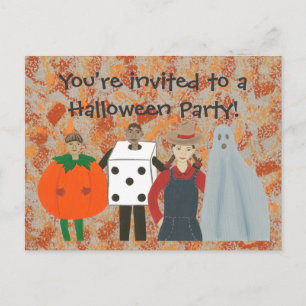 Funky Halloween Costume Party-vykort för inbjudnin Inbjudan Vykort