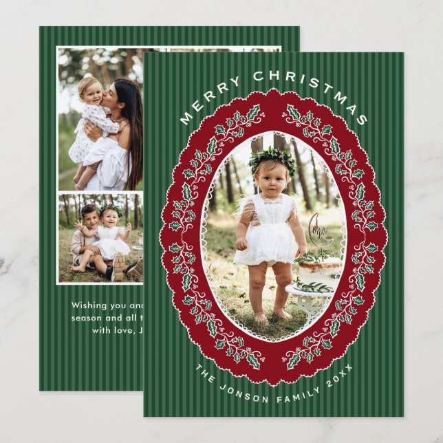 Funky Hand Drawn Christmas 5 Photo Julkort (Fram/baksida)