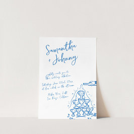 Funky Hand plockade Champagne Torn Bröllop Inbjudningar