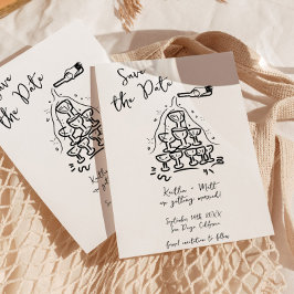 Funky Hand plockade Champagne Torn Bröllop Inbjudningar