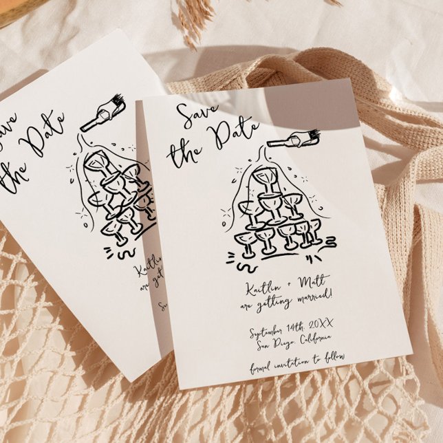 Funky Hand plockade Champagne Torn Bröllop Inbjudningar (Skapare uppladdad)