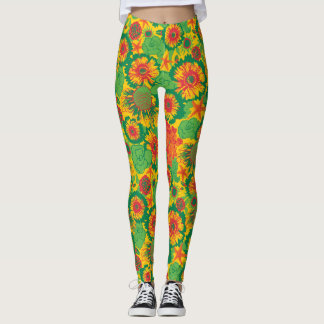 Funky Hand plockade Flowers Leggings