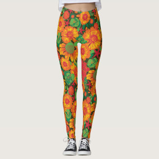Funky Hand plockade Flowers Leggings