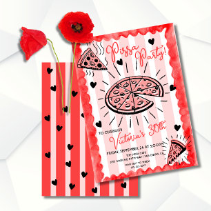 Funky Hand plockade Pizza Party födelsedag Inbjudningar