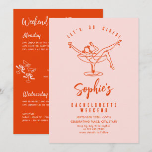 Funky Hand plockade Scribble Retro Bachelorette Pa Inbjudningar