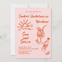 Funky Hand plockade Scribble Retro Bachelorette Pa Inbjudningar