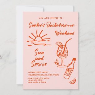 Funky Hand plockade Scribble Retro Bachelorette Pa Inbjudningar