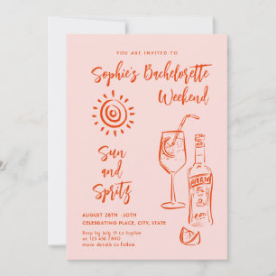 Funky Hand plockade Scribble Retro Bachelorette Pa Inbjudningar