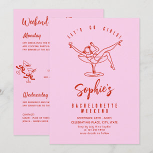 Funky Hand plockade Scribble Retro Bachelorette Pa Inbjudningar