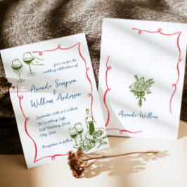 Funky Hand plockade Scribble Retro Bröllop Inbjudningar