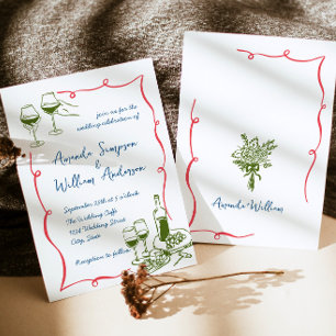 Funky Hand plockade Scribble Retro Bröllop Inbjudningar