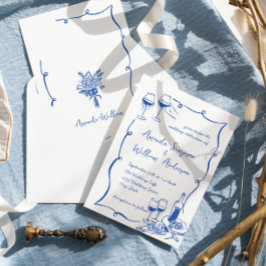 Funky Hand plockade Scribble Retro Bröllop Inbjudningar