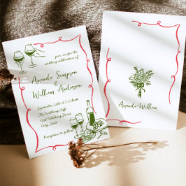 Funky Hand plockade Scribble Retro Bröllop Inbjudningar