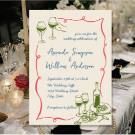 Funky Hand plockade Scribble Retro Bröllop Inbjudningar