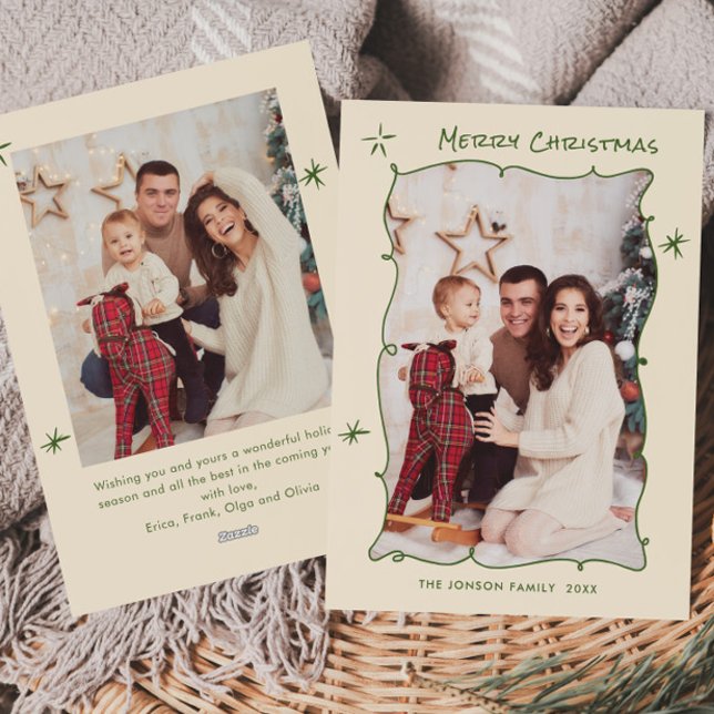 Funky Hand plockade Scribble Retro jul 2 foto Julkort (Skapare uppladdad)