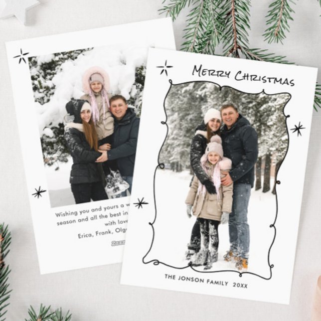 Funky Hand plockade Scribble Retro jul 2 foto Julkort (Skapare uppladdad)