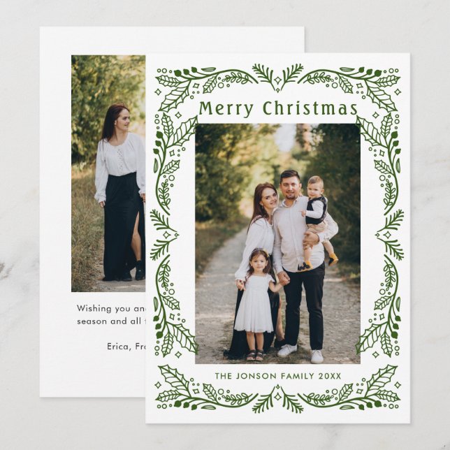 Funky Hand plockade Scribble Retro jul 2 foto Julkort (Fram/baksida)