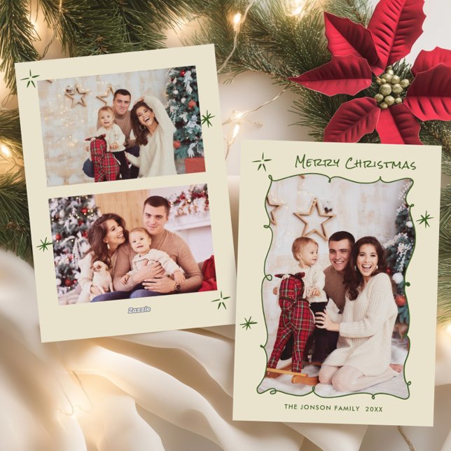 Funky Hand plockade Scribble Retro jul 3 foto Julkort (Skapare uppladdad)