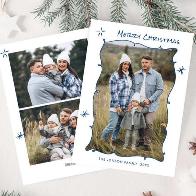 Funky Hand plockade Scribble Retro jul 3 foto Julkort (Skapare uppladdad)