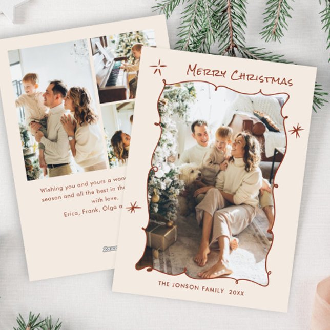 Funky Hand plockade Scribble Retro jul 4 foto Julkort (Skapare uppladdad)