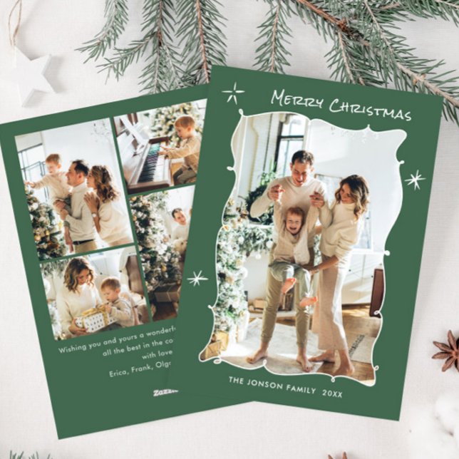 Funky Hand plockade Scribble Retro jul 5 foto Julkort (Skapare uppladdad)