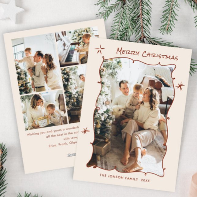 Funky Hand plockade Scribble Retro jul 5 foto Julkort (Skapare uppladdad)