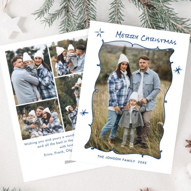 Funky Hand plockade Scribble Retro jul 5 foto Julkort (Skapare uppladdad)