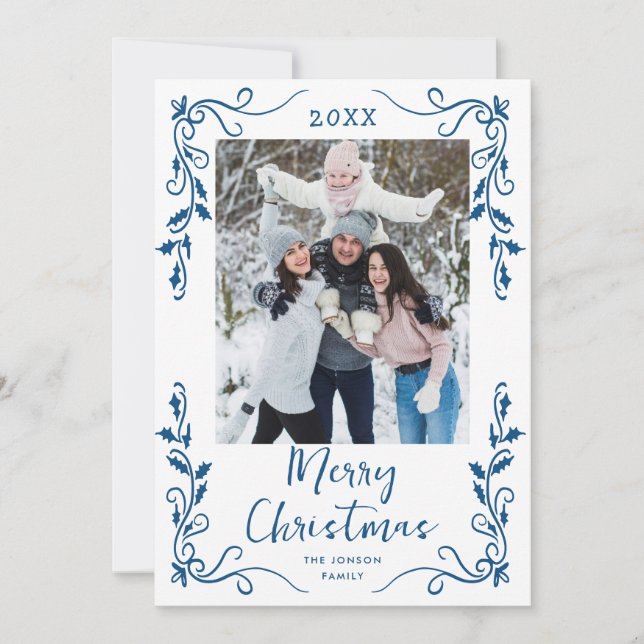 Funky Hand plockade Scribble Retro-julfoto Julkort (Framsida)