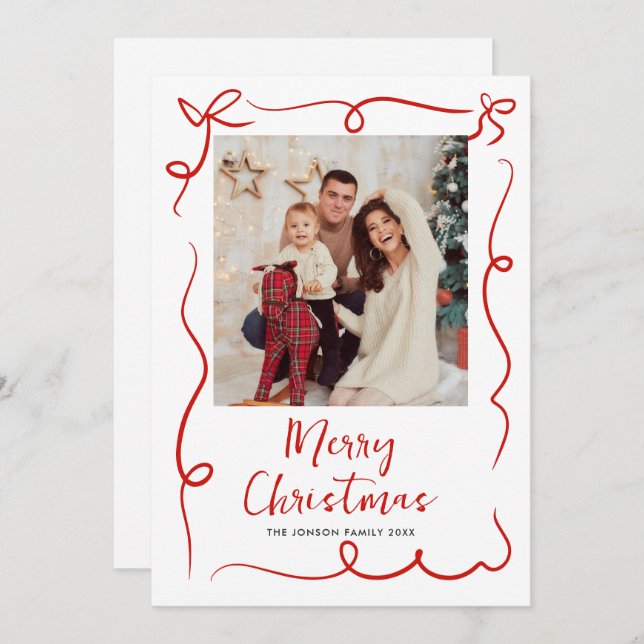 Funky Hand plockade Scribble Retro-julfoto Julkort (Fram/baksida)