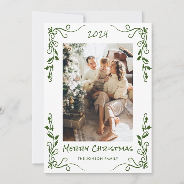 Funky Hand plockade Scribble Retro-julfoto Julkort (Framsida)