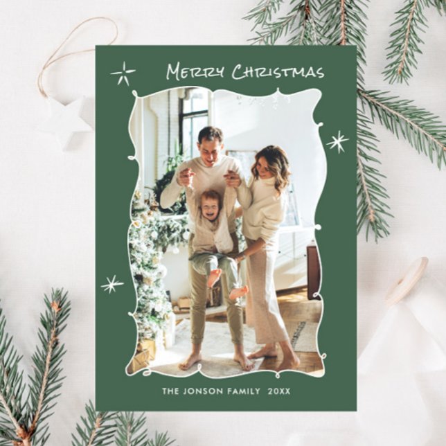 Funky Hand plockade Scribble Retro-julfoto Julkort (Skapare uppladdad)