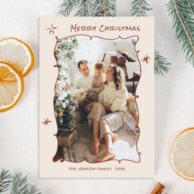 Funky Hand plockade Scribble Retro-julfoto Julkort (Skapare uppladdad)