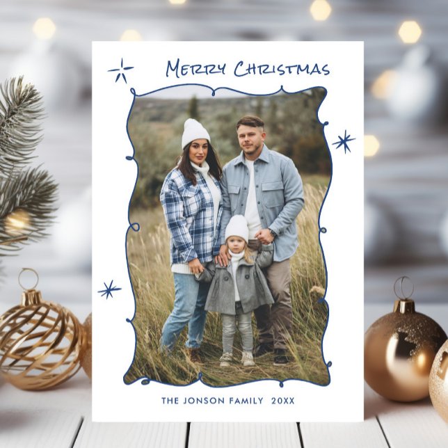 Funky Hand plockade Scribble Retro-julfoto Julkort (Skapare uppladdad)