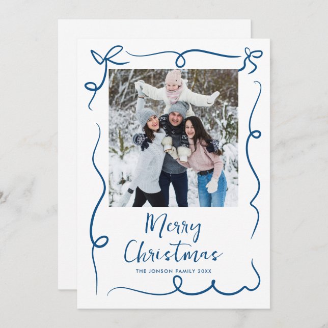 Funky Hand plockade Scribble Retro-julfoto Julkort (Fram/baksida)