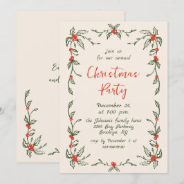 Funky Hand plockade Vitaktig jul-Julfest Inbjudningar