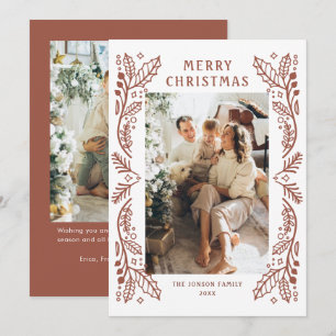 Funky Hand plockade Whimsical Retro jul 2 foto Julkort