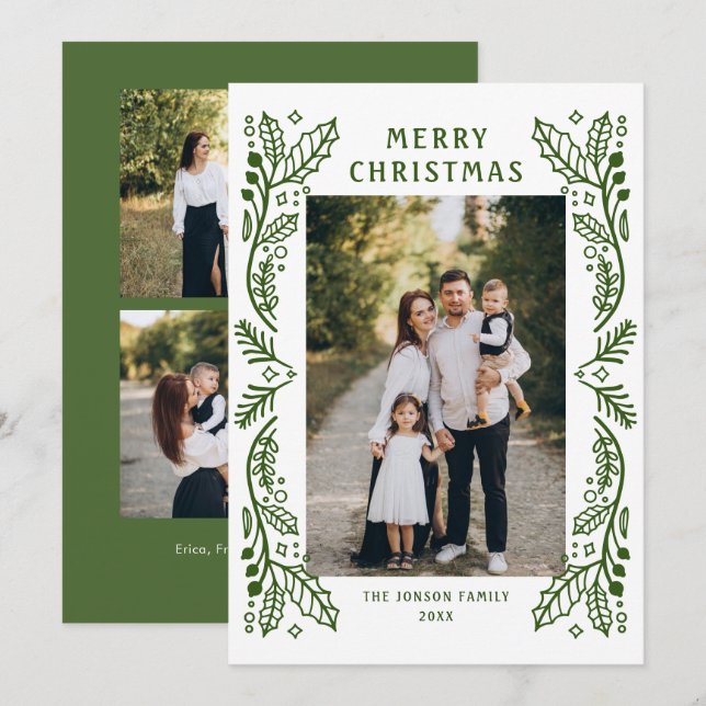 Funky Hand plockade Whimsical Retro jul 3 foto Julkort (Fram/baksida)